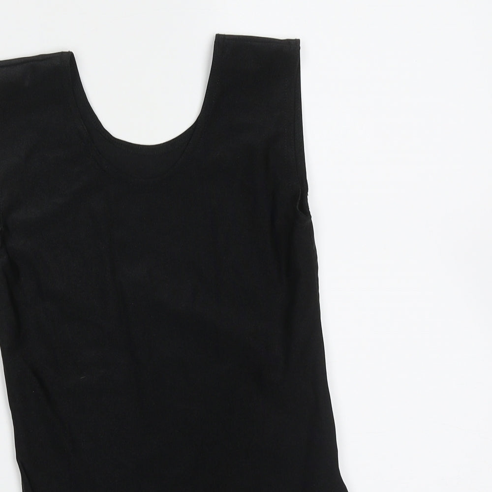 Preworn Girls Black  Nylon Leotard One-Piece Size 7-8 Years