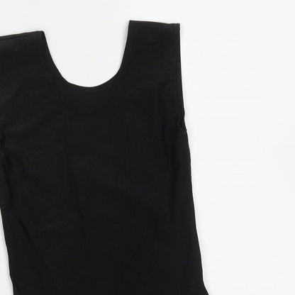 Preworn Girls Black  Nylon Leotard One-Piece Size 7-8 Years