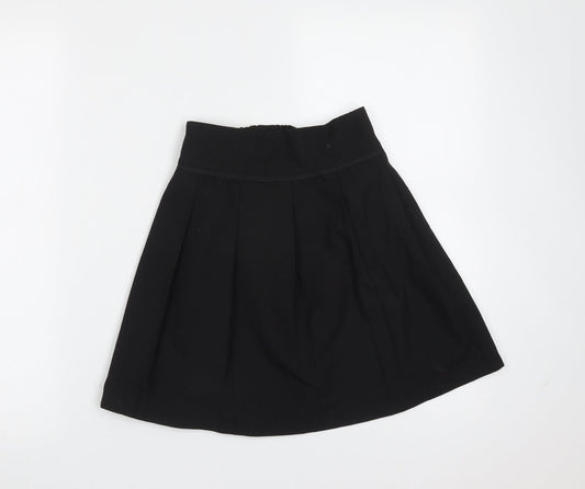 Front view of Tu girls’ black polyester a-line skirt, size 9, years regular - school
