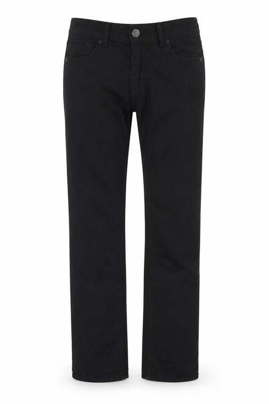 Front view of South women’s black cotton straight jeans, size UK 8, 29-inch leg regular zip