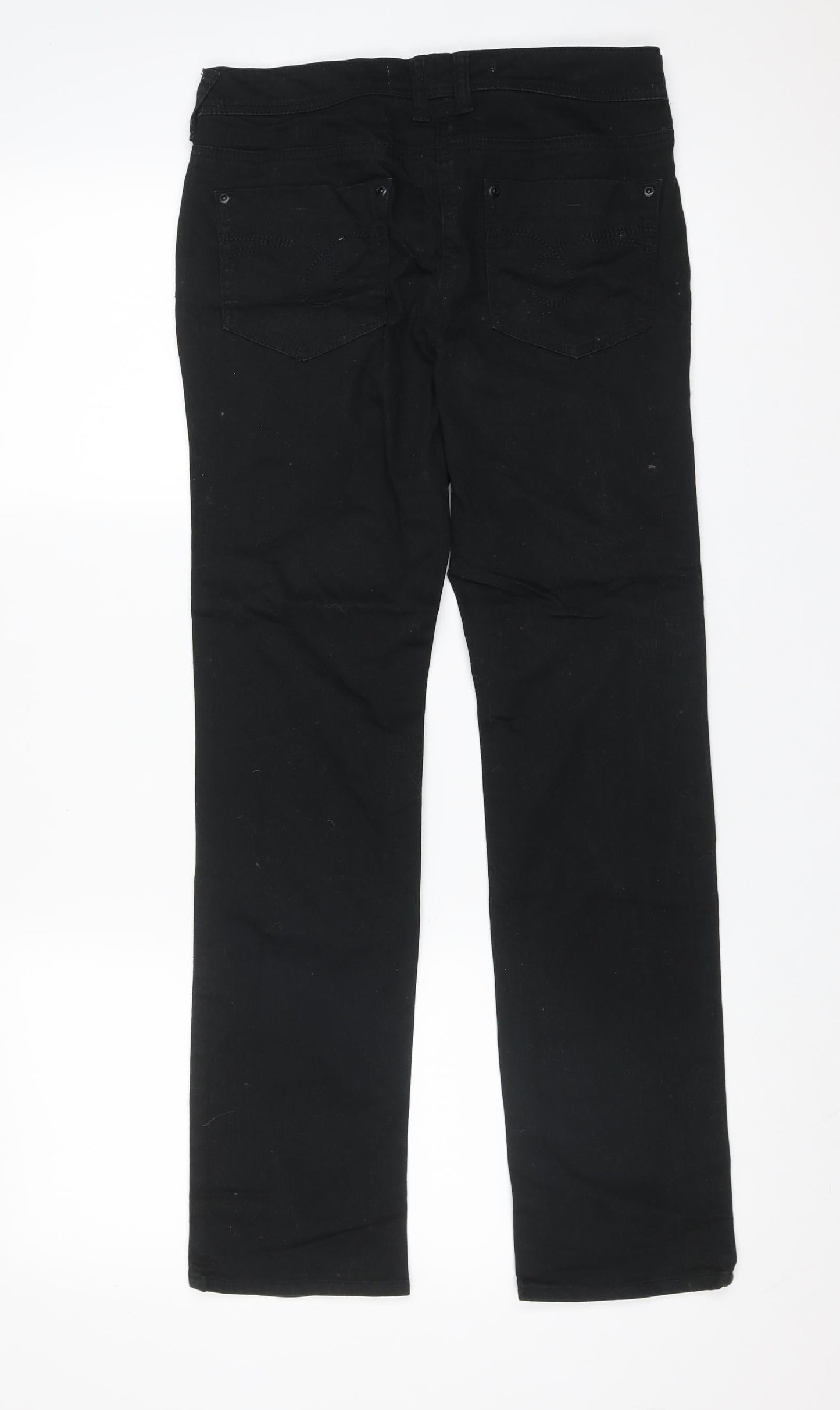 South Womens Black  Cotton Straight Jeans Size 8 L29 in Regular Zip