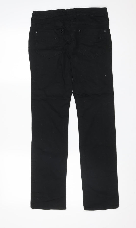South Womens Black  Cotton Straight Jeans Size 8 L29 in Regular Zip