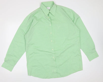 Mens UK Size 16 Piscador Green  Button-Up Long Sleeve Casual Shirt