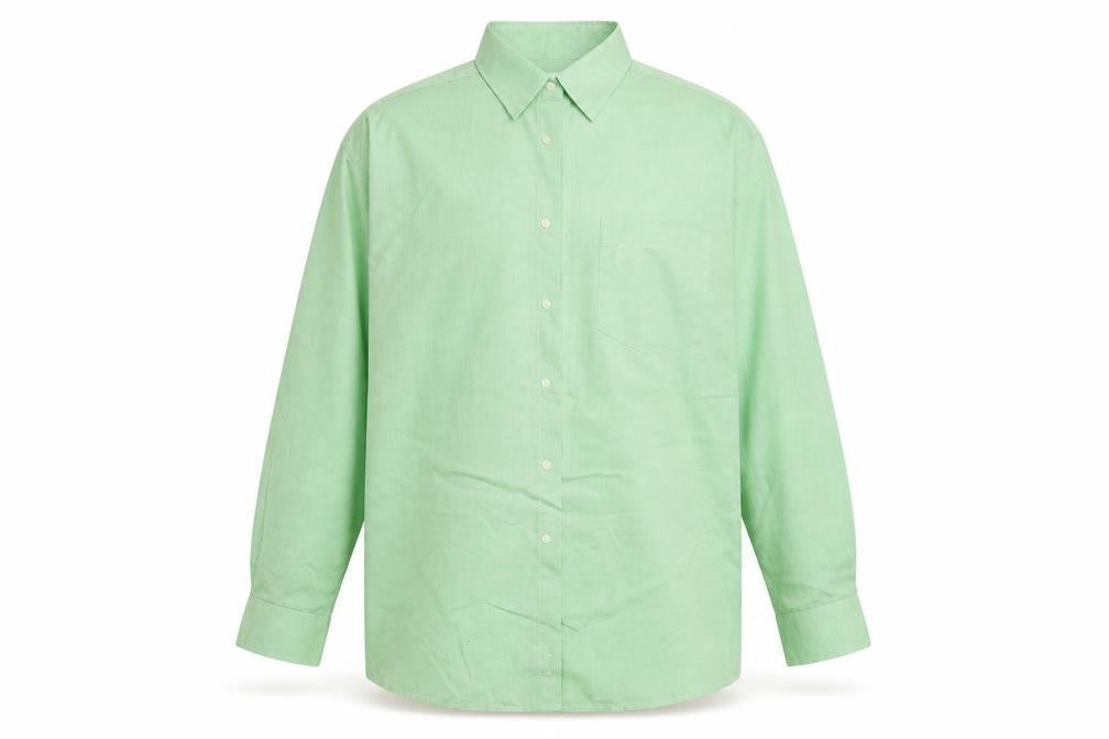 Mens UK Size 16 Piscador Green  Button-Up Long Sleeve Casual Shirt