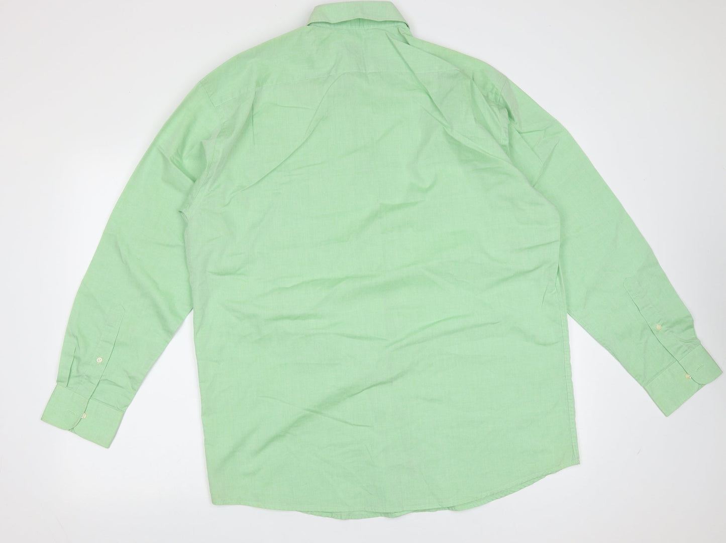 Mens UK Size 16 Piscador Green  Button-Up Long Sleeve Casual Shirt