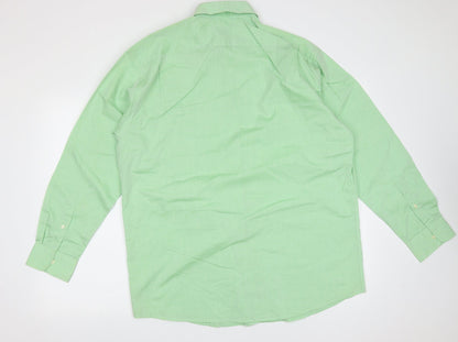 Mens UK Size 16 Piscador Green  Button-Up Long Sleeve Casual Shirt