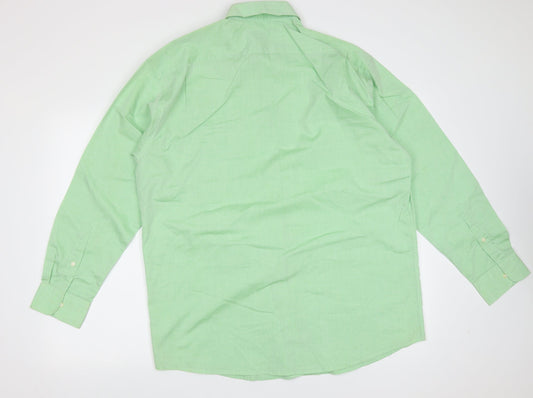 Mens UK Size 16 Piscador Green  Button-Up Long Sleeve Casual Shirt