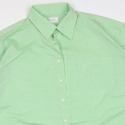 Mens UK Size 16 Piscador Green  Button-Up Long Sleeve Casual Shirt