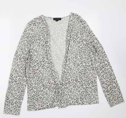 Primark Womens Beige V-Neck Animal Print Polyester Cardigan Jumper Size L