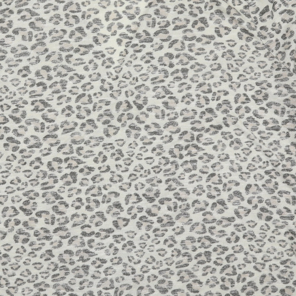 Primark Womens Beige V-Neck Animal Print Polyester Cardigan Jumper Size L