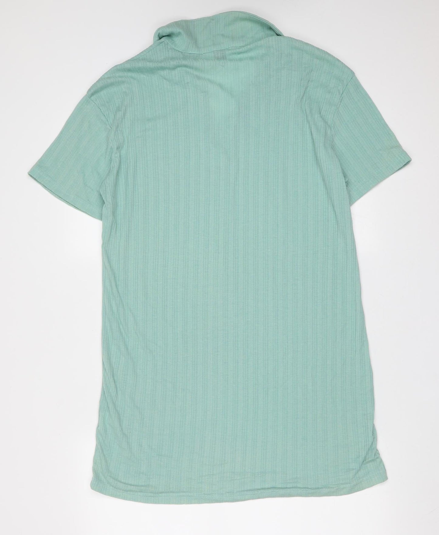 SheIn Womens Green Striped Polyester T-Shirt Dress  Size L  Collared