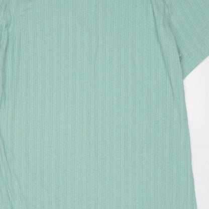 SheIn Womens Green Striped Polyester T-Shirt Dress  Size L  Collared