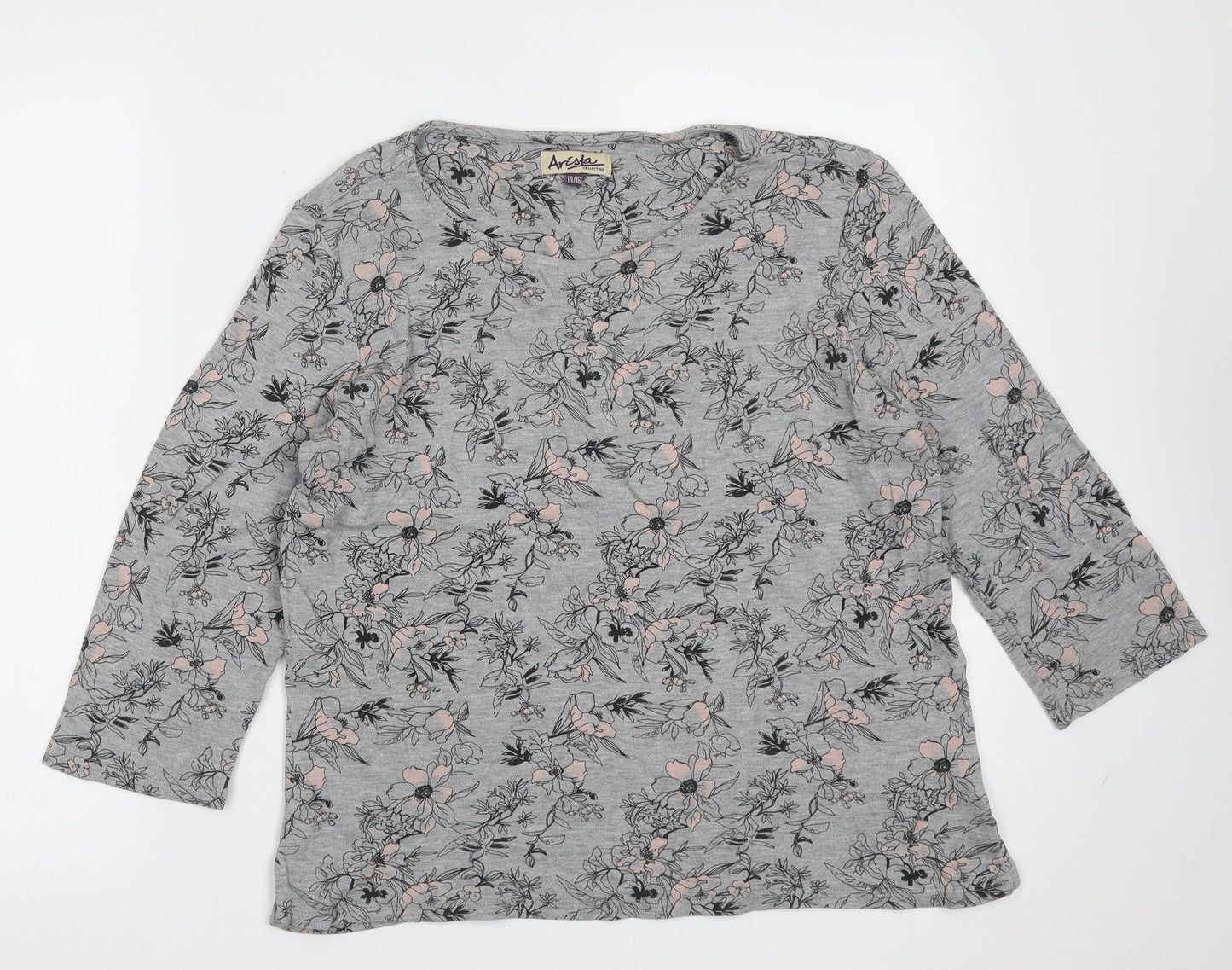 Womens UK Size 14 arista Grey Basic T-Shirt