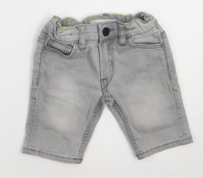Matalan Boys Grey  Cotton Bermuda Shorts Size 4 Years  Regular Buckle