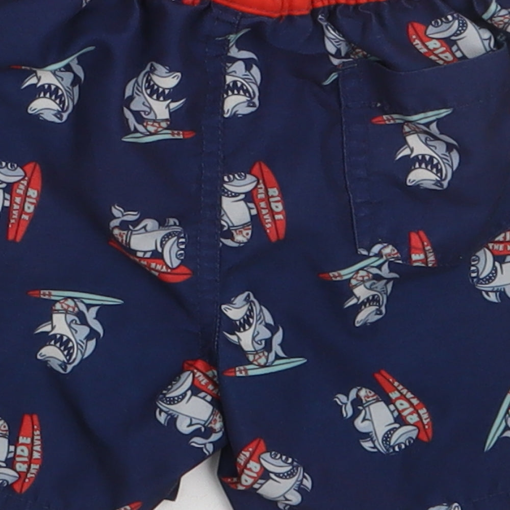 Primark Boys Blue Geometric Polyester Sweat Shorts Size 2-3 Years  Regular Tie - Ride the Waves