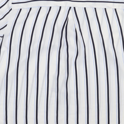 Matalan Womens White Striped Polyester Basic Blouse Size 12 V-Neck