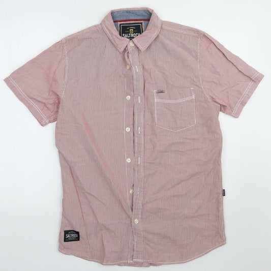 salt rock Mens Red Check Cotton  Button-Up Size M Collared Button