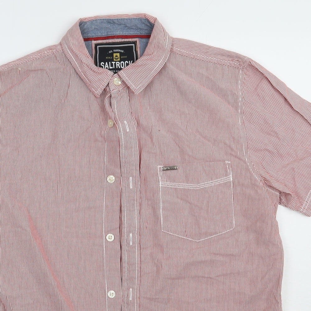 salt rock Mens Red Check Cotton  Button-Up Size M Collared Button