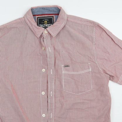 salt rock Mens Red Check Cotton  Button-Up Size M Collared Button