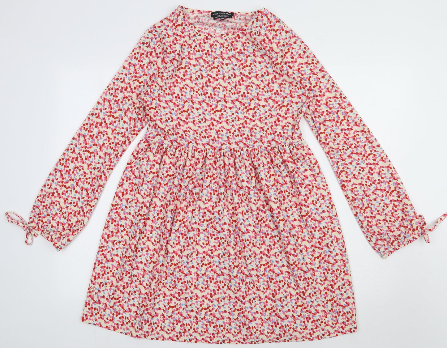 Wednesday Girl Womens Red Floral Polyester A-Line  Size 2XS  Crew Neck Pullover