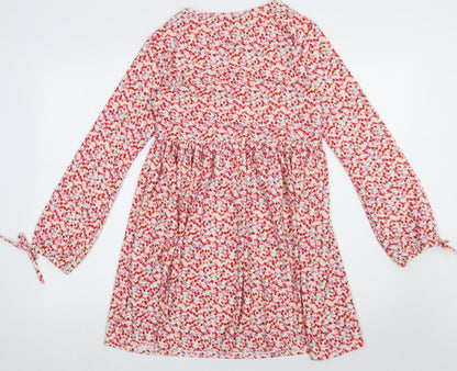 Wednesday Girl Womens Red Floral Polyester A-Line  Size 2XS  Crew Neck Pullover