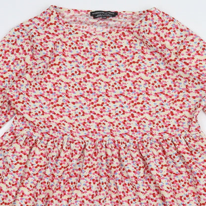 Wednesday Girl Womens Red Floral Polyester A-Line  Size 2XS  Crew Neck Pullover