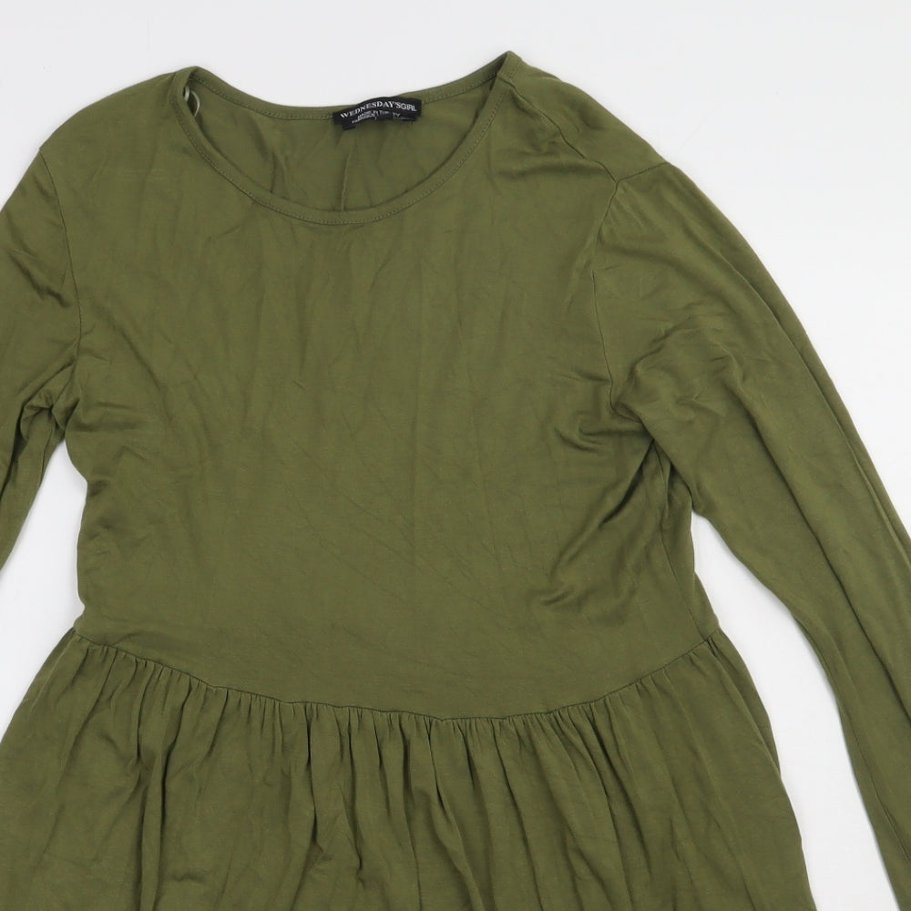 Wednesday Girl Womens Green  Viscose A-Line  Size XS  Crew Neck Pullover