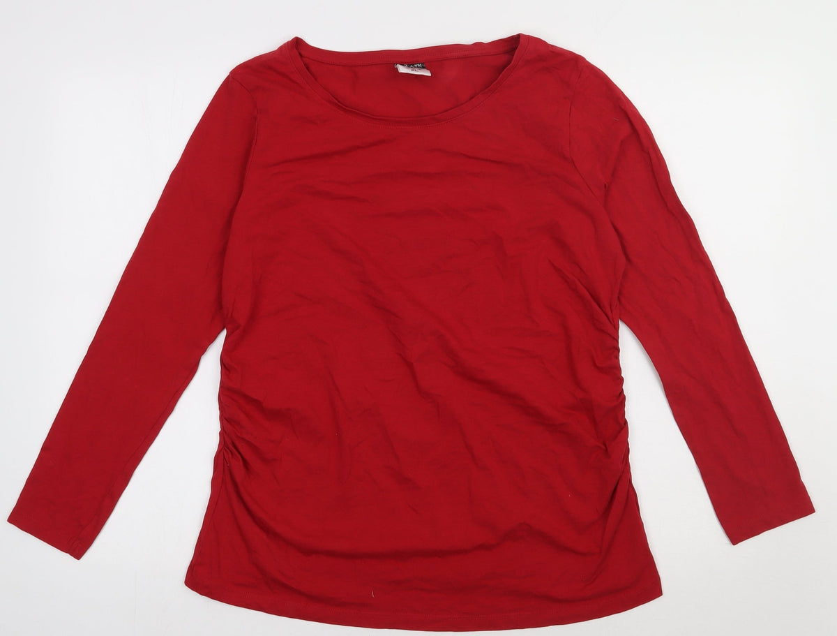Additional front view of Up2Fashion women’s red cotton pullover sweatshirt, size L, pullover