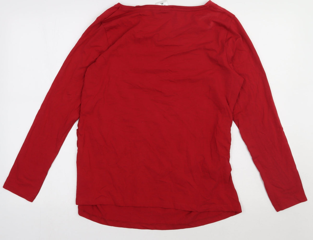 Back view of Up2Fashion women’s red cotton pullover sweatshirt, size L, pullover