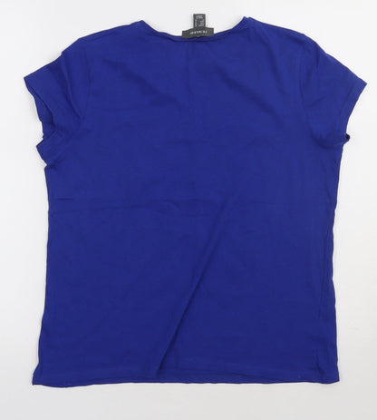 Primark Womens Blue  Cotton Basic T-Shirt Size 10 Crew Neck - you ok hun?
