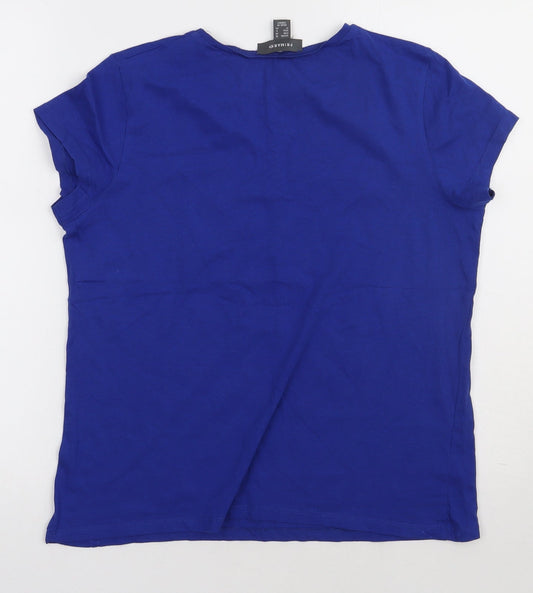 Primark Womens Blue  Cotton Basic T-Shirt Size 10 Crew Neck - you ok hun?
