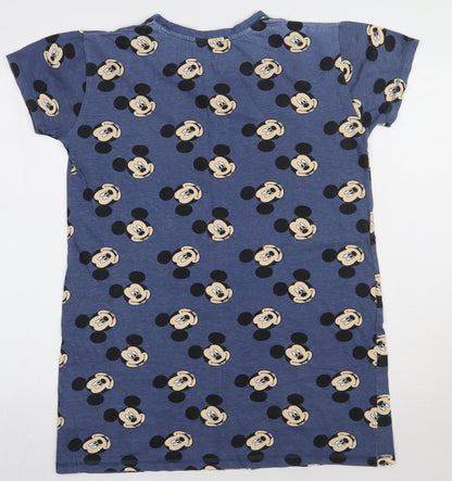 Primark Womens Blue Geometric Cotton  Dress Size 6   - Micky Mouse