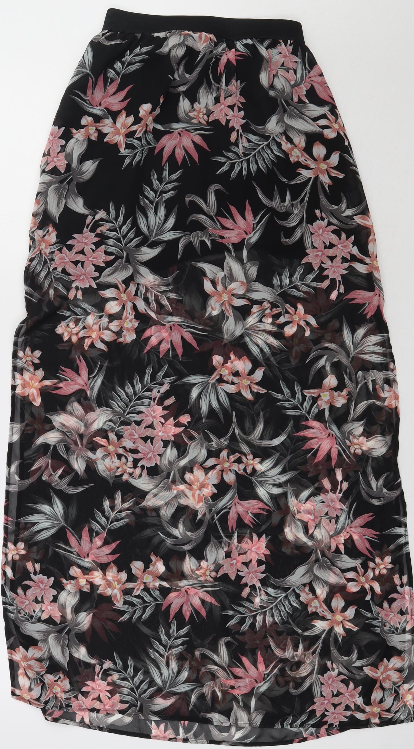 h7m Womens Pink Floral Polyester A-Line Skirt Size 4