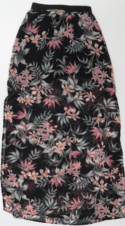 h7m Womens Pink Floral Polyester A-Line Skirt Size 4