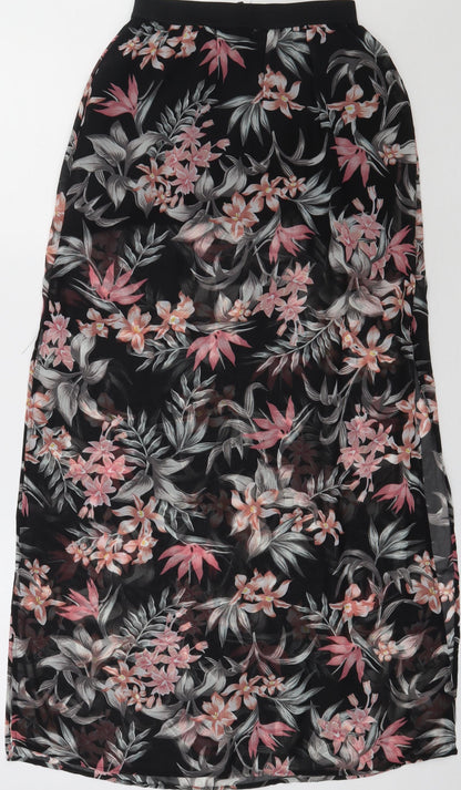 h7m Womens Pink Floral Polyester A-Line Skirt Size 4