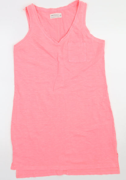 NEXT Womens Pink  Cotton A-Line  Size 10  V-Neck Pullover