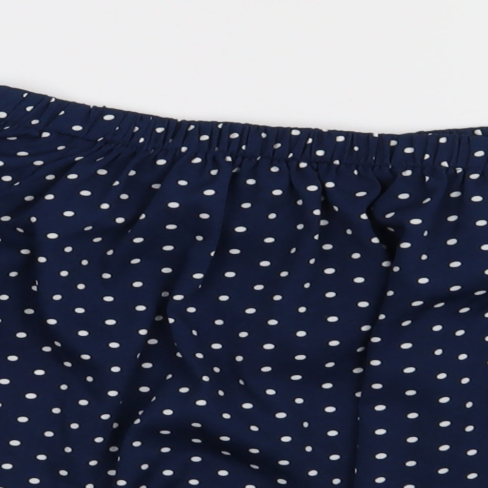 QED London Womens Blue Polka Dot Polyester Cropped Blouse Size 10 Off the Shoulder