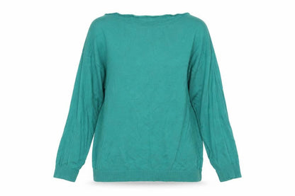 Front view of Warehouse women’s green viscose pullover sweatshirt, size UK 10, pullover
