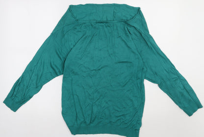 Warehouse Womens Green  Viscose Pullover Sweatshirt Size 10  Pullover