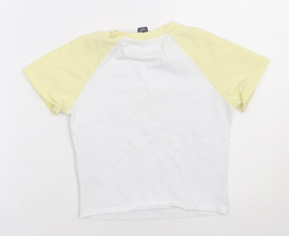 Primark Womens Yellow  Cotton Cropped T-Shirt Size 4 Crew Neck - Atlanta 1994