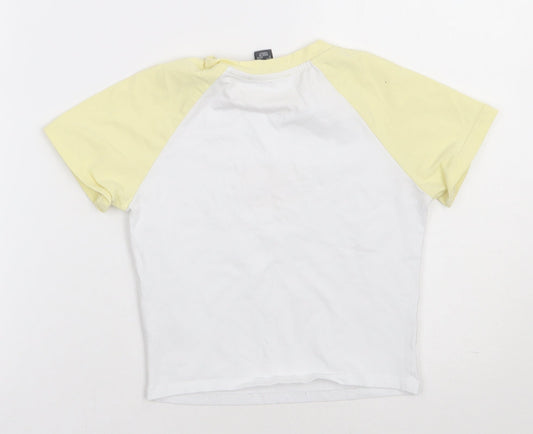 Primark Womens Yellow  Cotton Cropped T-Shirt Size 4 Crew Neck - Atlanta 1994
