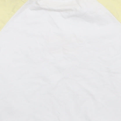 Primark Womens Yellow  Cotton Cropped T-Shirt Size 4 Crew Neck - Atlanta 1994