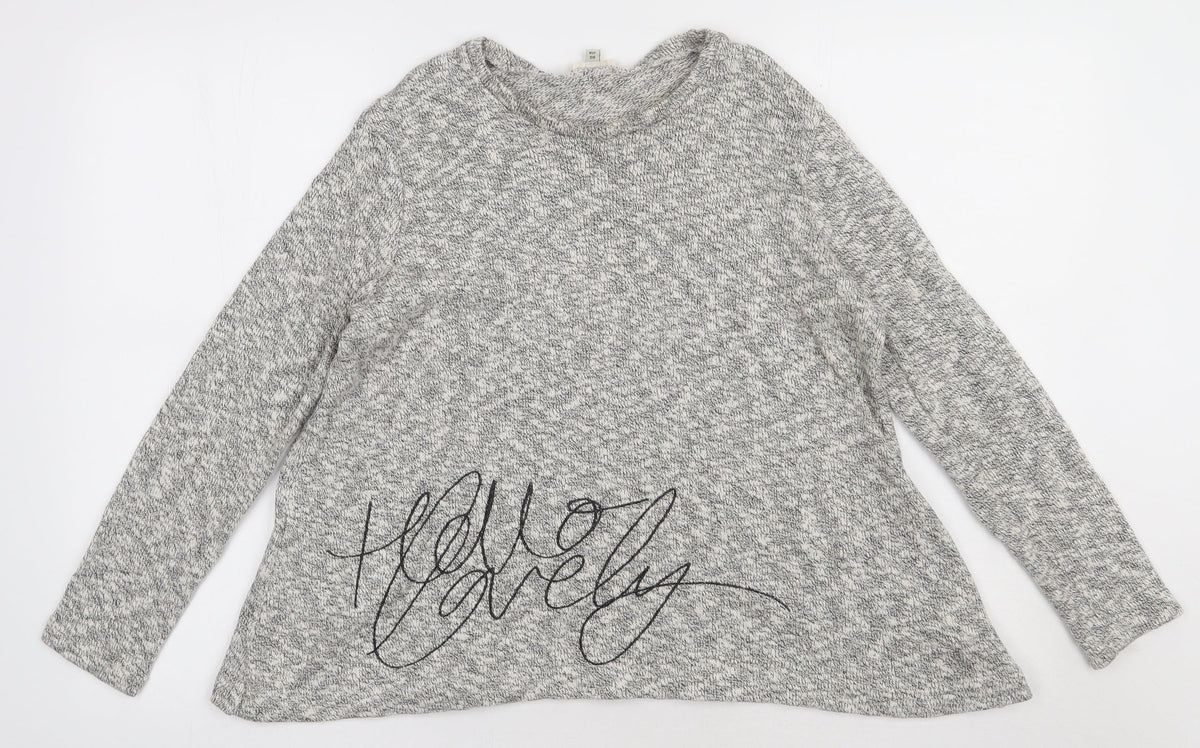 Additional front view of River Island women’s beige cotton pullover sweatshirt, size UK 12, pullover