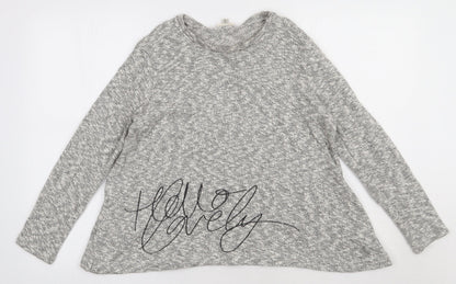 Additional front view of River Island women’s beige cotton pullover sweatshirt, size UK 12, pullover