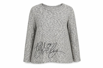 Front view of River Island women’s beige cotton pullover sweatshirt, size UK 12, pullover