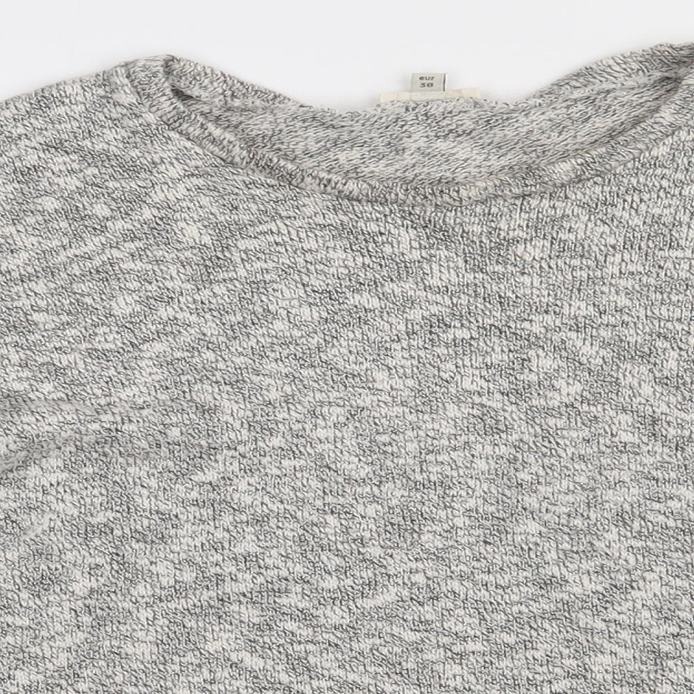 Close-up detail of River Island women’s beige cotton pullover sweatshirt, size UK 12, pullover