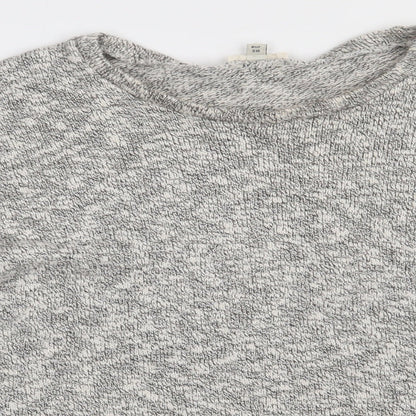 Close-up detail of River Island women’s beige cotton pullover sweatshirt, size UK 12, pullover