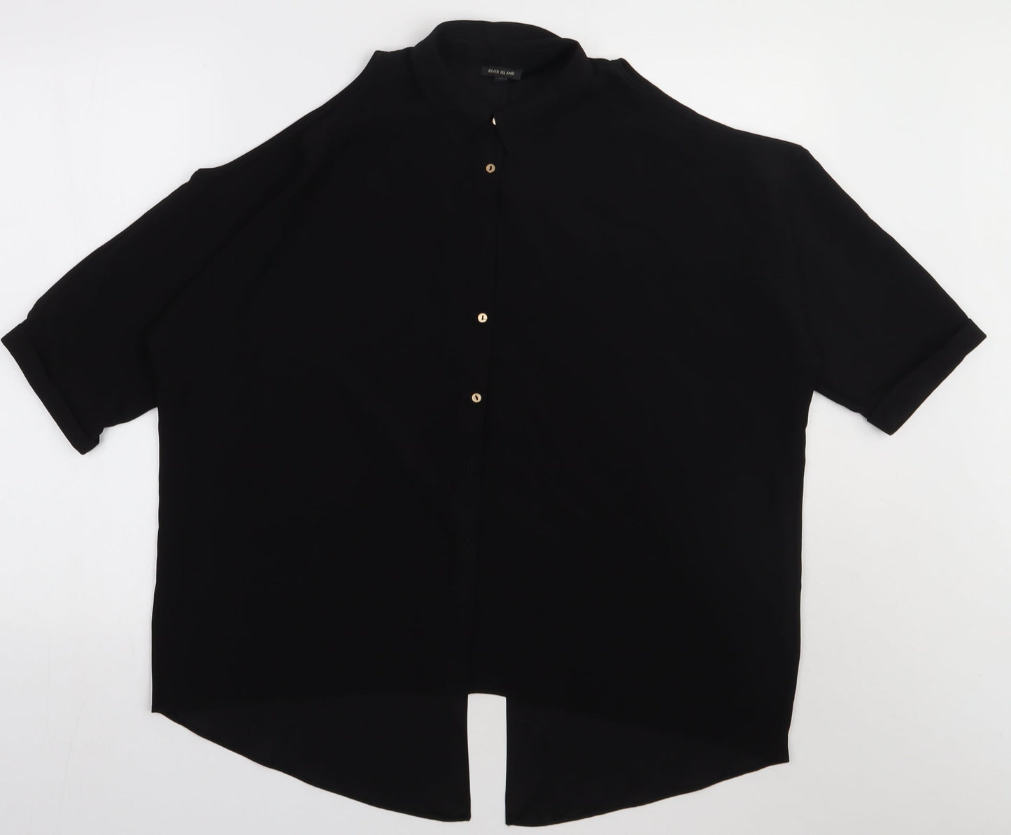 Womens UK Size 10 River Island Black Basic Button-Up