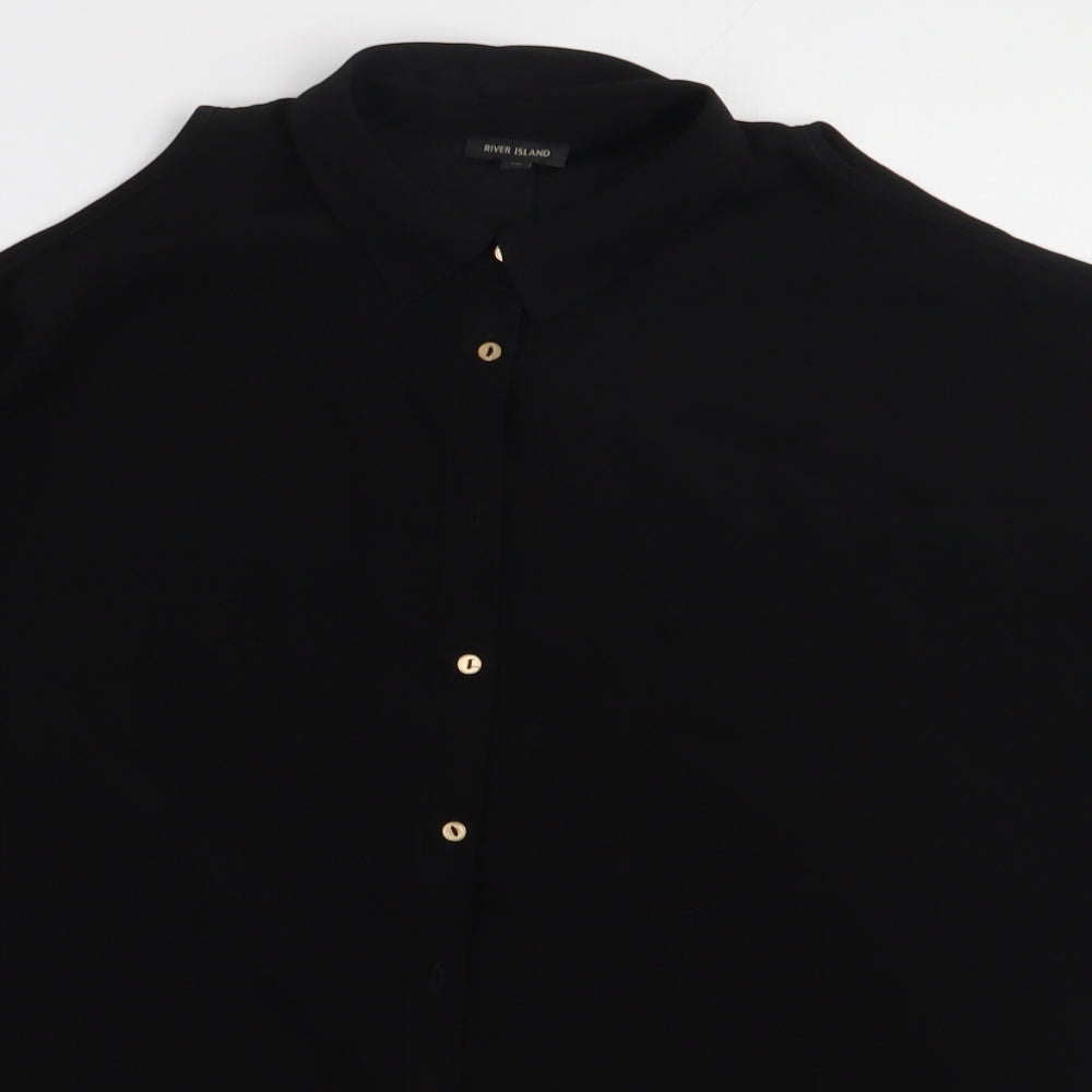 Womens UK Size 10 River Island Black Basic Button-Up