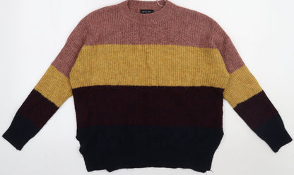 Additional front view of New Look women’s multicoloured striped acrylic pullover sweatshirt, size S, pullover